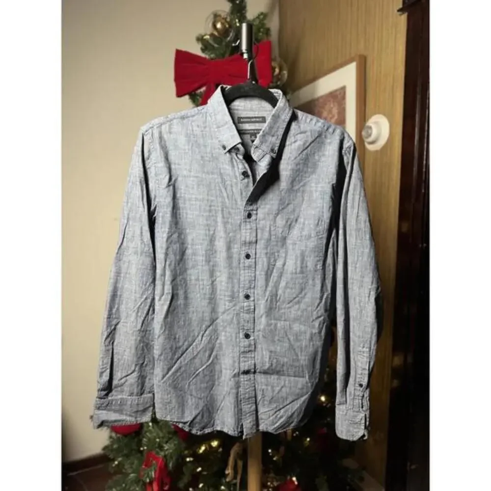 Banana Republic Men's Button-Up Shirt, Gray, Size M